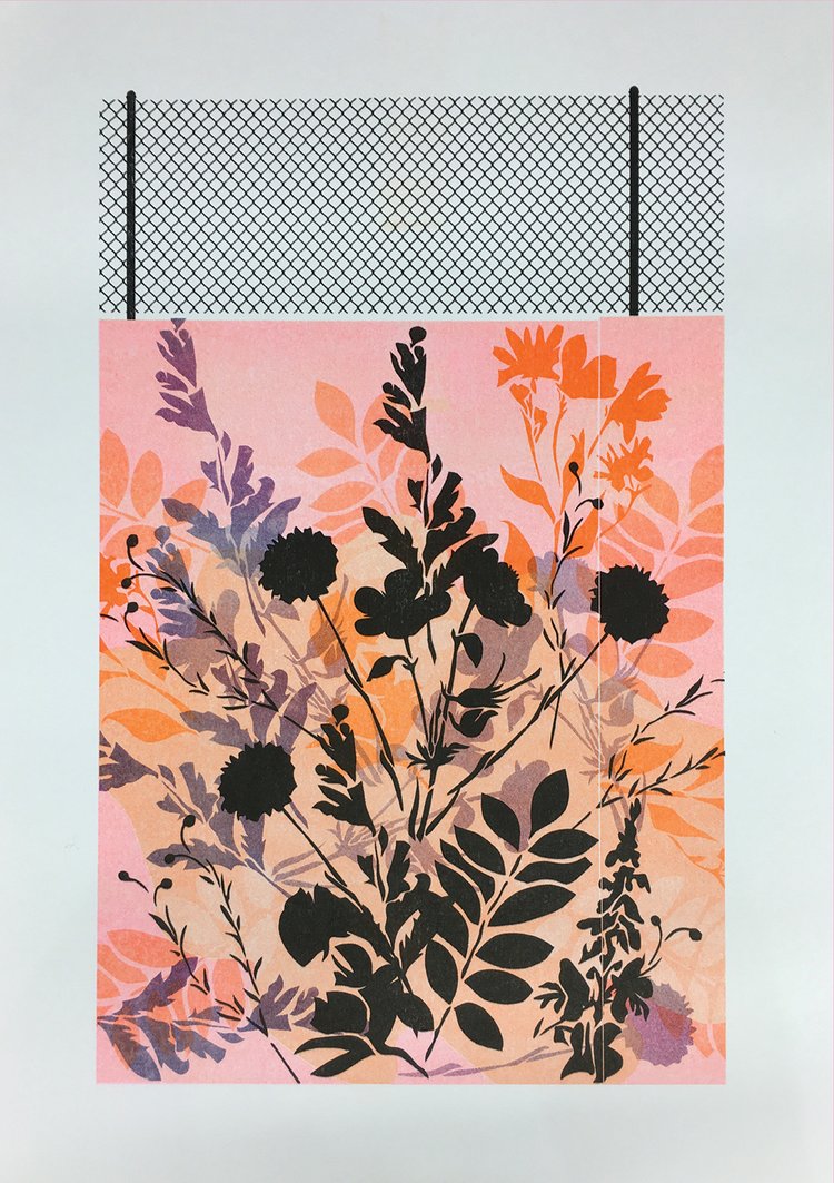 Buxton School, a four-colour Riso print by Static for Wood Street Walls